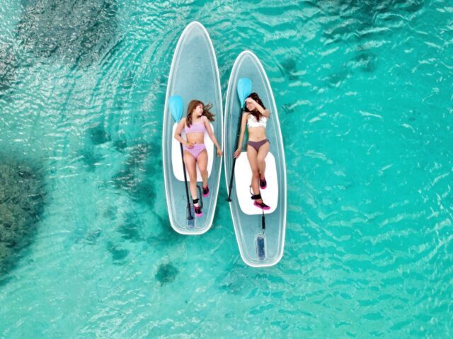 うむいの浜でのクリアSUP体験